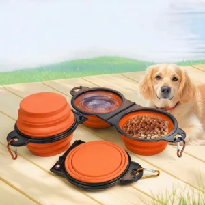 Collapsible Silicone Double Pet Bowl